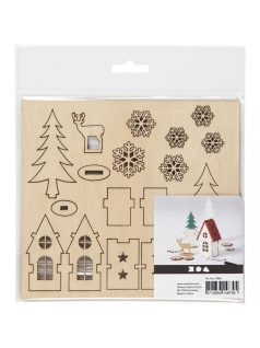   Karácsonyi fa dekoráció készítő kreatív szett, 15x17cm, karácsonyi házikó