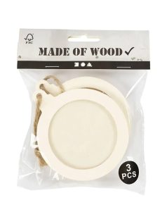 Karácsonyfa dísz, fa képkeret, 8 cm-es, 3 db/csomag