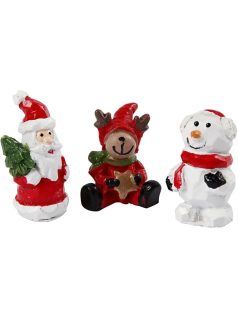   Karácsonyi figurák, 3 db/csomag (télapó, rénszarvas, hóember), 35x10mm