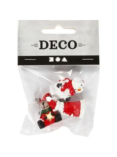  Karácsonyi figurák, 3 db/csomag (télapó, rénszarvas, hóember), 35x10mm