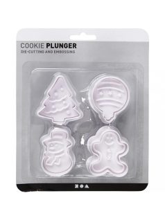 Karácsonyi süteménykiszúró szett, műanyag, 4 db/csomag