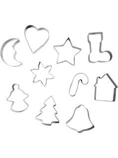 Karácsonyi süteménykiszúró szett, fém, 10 db/csomag