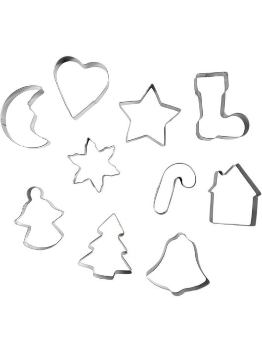 Karácsonyi süteménykiszúró szett, fém, 10 db/csomag