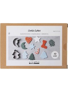 Karácsonyi süteménykiszúró szett, fém, 10 db/csomag