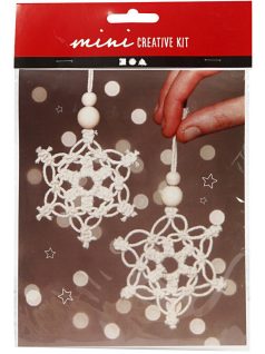   Mini karácsonyi kreatív szett, makramé hókristály díszek