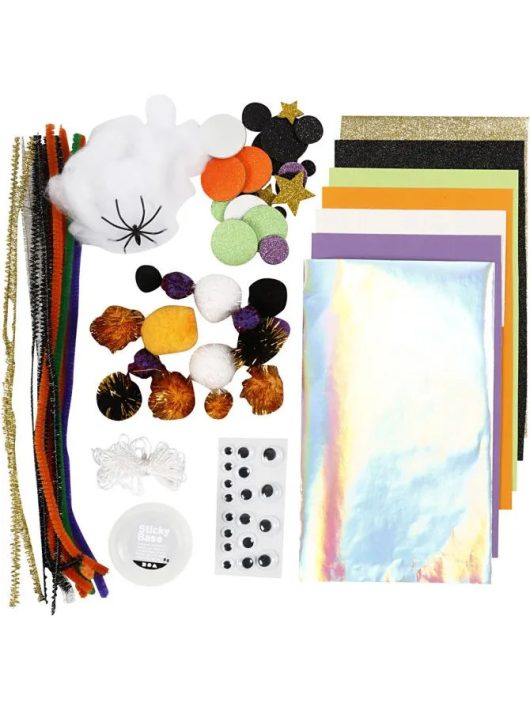 Kreatív csomag (színes papír, dekorgumi, mozgó szemek, pom-pom, zsenília, stb.), Halloween
