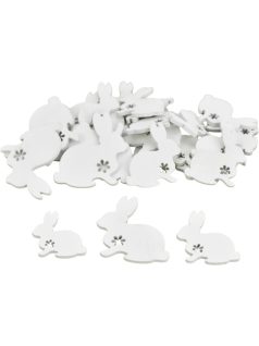   Fa nyuszi formák virágmintával, fehér, 3,5-5 cm-es, 30 db/csomag