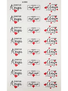   Ajándékkísérő matrica, Anyák napjára, átlátszó, 24 db/ív