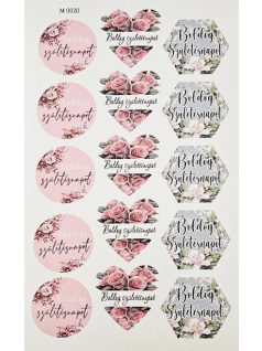   Ajándékkísérő matrica, "Boldog születésnapot", 15 db/ív