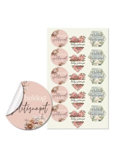   Ajándékkísérő matrica, "Boldog születésnapot", 15 db/ív