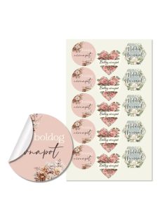   Ajándékkísérő matrica, "Boldog névnapot", 15 db/ív