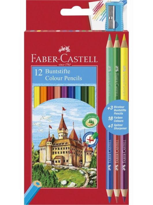 Színes ceruzakészlet 12+3db-os (Bicolor), Faber-Castell