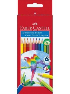 Színes ceruzakészlet 12 db-os, háromszög, Faber-Castell, papagáj mintás