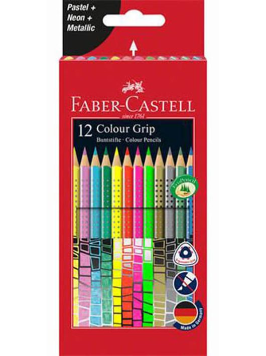 Színes ceruzakészlet 12 db-os, Faber-Castell Colour Grip, háromszög test