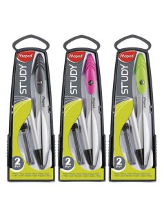   Körző készlet, fém, 2 db-os, nyomósirónnal, Maped Study SY150, vegyes színek