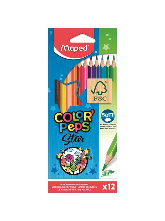 Színes ceruzakészlet 12 db-os, háromszög, Maped Color Peps
