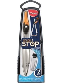   Körző készlet, fém, 2db-os, Maped Study Stop, rögzíthető lábakkal