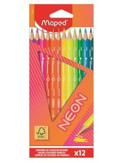   Színes ceruzakészlet 12 db-os, Maped Neon, háromszög test