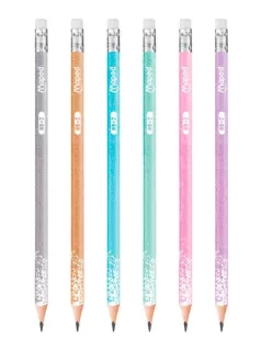 Grafitceruza HB, radírral, Maped Black Peps Glitter Deco, háromszög test, csillogó