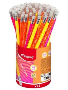   Grafitceruza HB, radírral, Maped Black Peps Neon, háromszög test, többféle változat