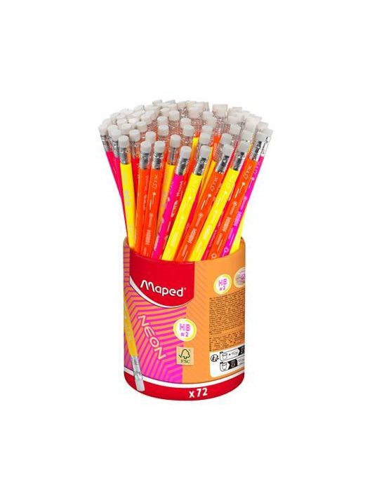 Grafitceruza HB, radírral, Maped Black Peps Neon, háromszög test, többféle változat