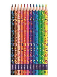   Színes ceruzakészlet 12 db-os, Maped Pixel Party, háromszög test