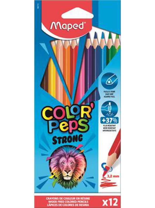 Színes ceruzakészlet 12 db-os, Maped Color Peps Strong, háromszög test