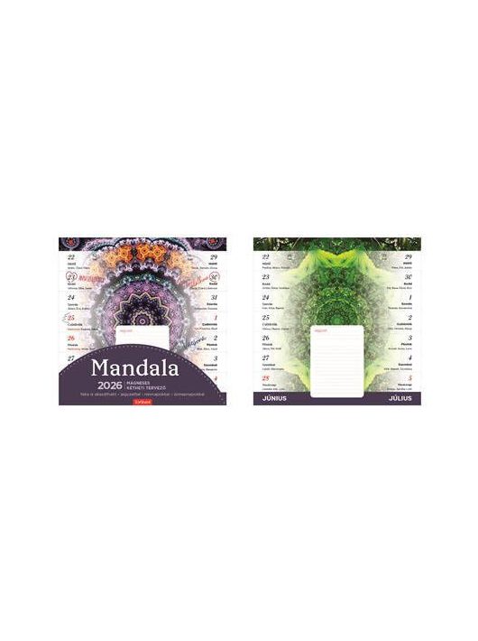 Toptimer mágneses, kétheti tervezőnaptár, 22x22cm, 2026, mandala