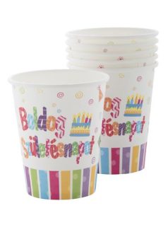 Boldog születésnapot papír pohár, 250ml, vidám színek