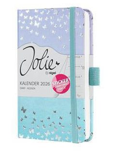   Sigel határidőnapló, A/6, heti tervező, kemény borító, 2026, Jolie, Butterfly Confetti Sky