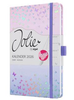   Sigel határidőnapló, A/5, heti tervező, kemény borító, 2026, Jolie, Butterfly Confetti Candy