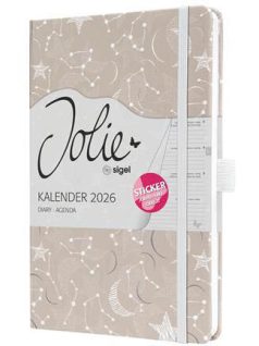   Sigel határidőnapló, A/5, heti tervező, kemény borító, 2026, Jolie, Cosmic Fantasy Beige