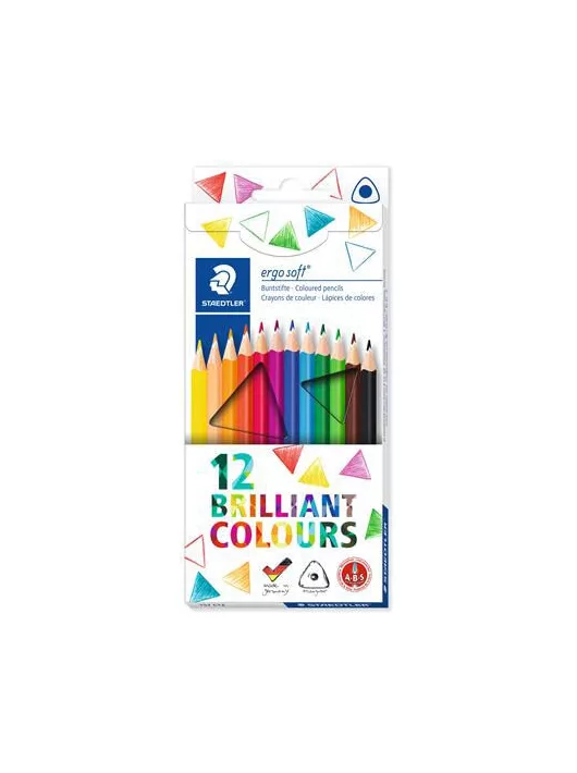 Színes ceruzakészlet 12 db-os, Staedtler Ergo Soft 157, háromszög test