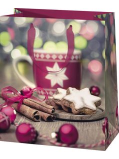   Karácsonyi ajándéktáska 14x11x6cm, kicsi, bögre sütivel