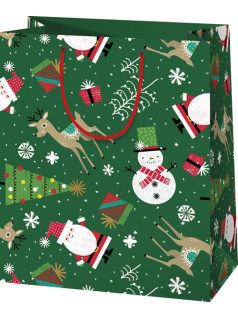 Karácsonyi ajándéktáska 33x27x14cm, nagy, zöld