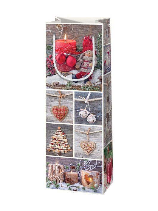 Italtasak 36x12x7cm, karácsonyi, szürke-piros, dekorációk