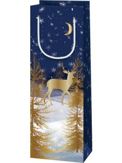 Italtasak 36x12x7cm, karácsonyi, kék-arany, szarvas