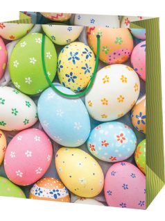   Húsvéti ajándéktáska 14x11x6cm, kicsi, virágmintás tojások