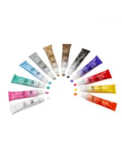 Akrilfesték készlet, 12 db-os, 12x12ml, metál, Kidea