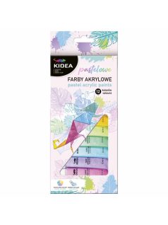   Akrilfesték készlet, 12 db-os, 12x12ml, Kidea, pasztel színek