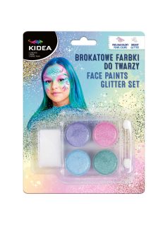   Arcfesték, tégelyes, 6 db-os, csillogó, lányos színek, Kidea