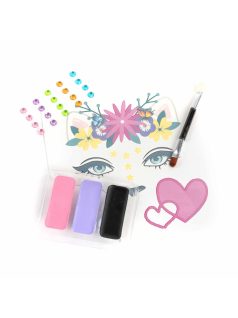   Arcfesték, tégelyes, 8 db-os, tetoválással és strasszkövekkel, cica mintás, Kidea