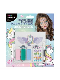   Arcfesték, tégelyes, 8 db-os, tetoválással és strasszkövekkel, unikornis mintás, Kidea