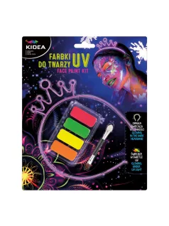   Arcfesték, tégelyes, 5 db-os, UV festék foszforeszkló hajráffal, Kidea