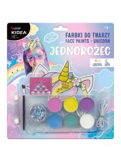   Arcfesték, tégelyes, 13 db-os, pasztell, unikornis kiegészítőkkel, Kidea