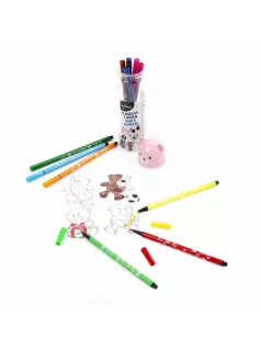 Filctoll készlet állatfejes tartóban, 12 db-os, Kidea