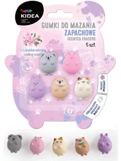 Radír szett, cuki állatok, illatos, 5 db/szett, Kidea