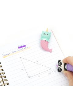   Illatos radír szett, 2 db / csomag, sellő panda és cica (karamell és eper illat), Kidea