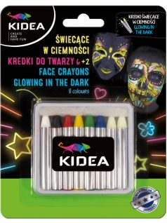   Arcfestő krétakészlet, 8 db-os, 2 db foszforeszkáló krétával, Kidea