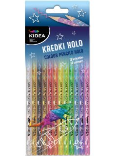 Színes ceruzakészlet, 12 db-os, hologramos test, Kidea